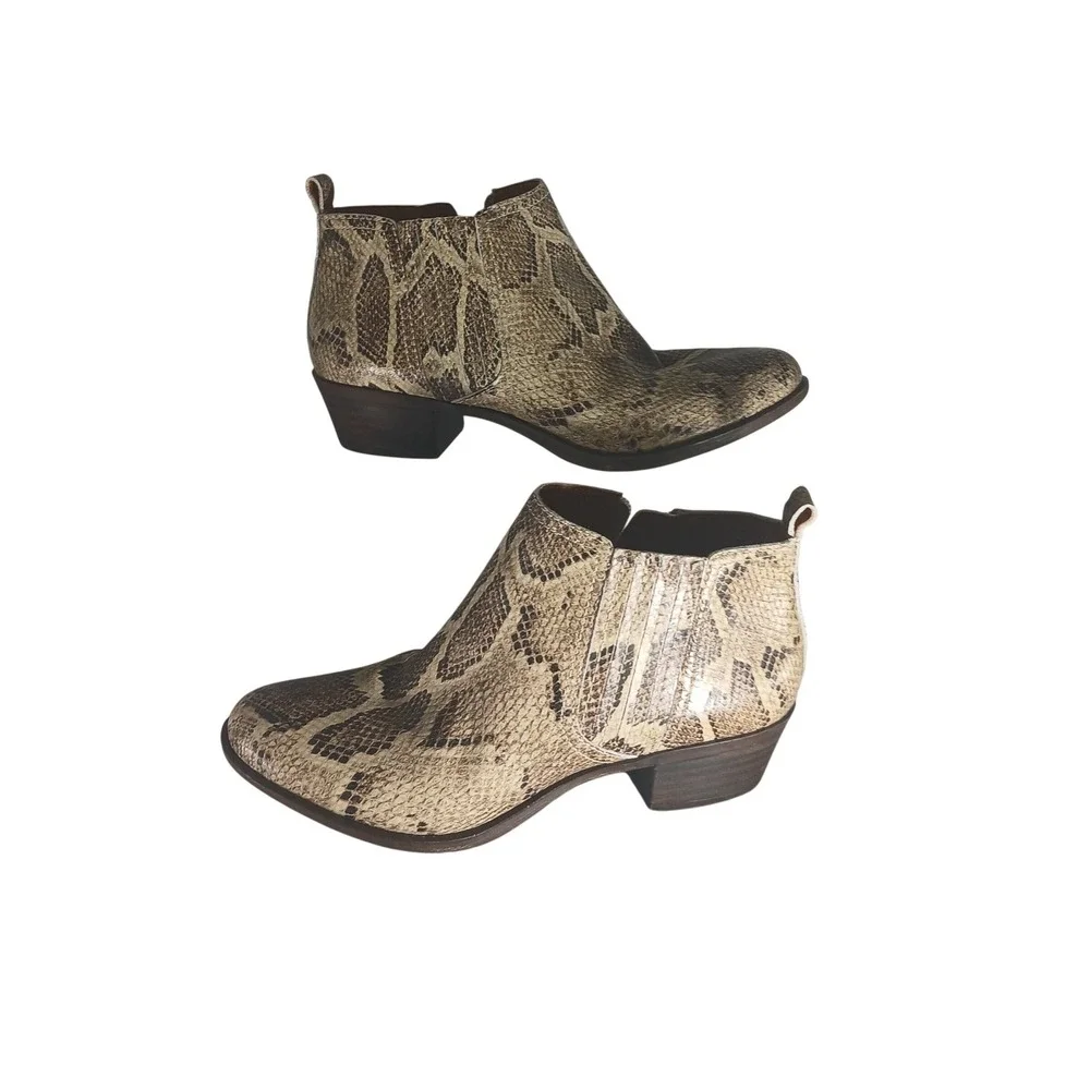 Lucky Brand Bimore Ankle Boots Snake Print Leather Women's Size 7.5‎ M